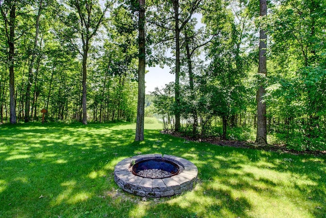 28395 Far N Dr, Nevis, MN 56467 - view of grassy yard featuring an outdoor fire pit