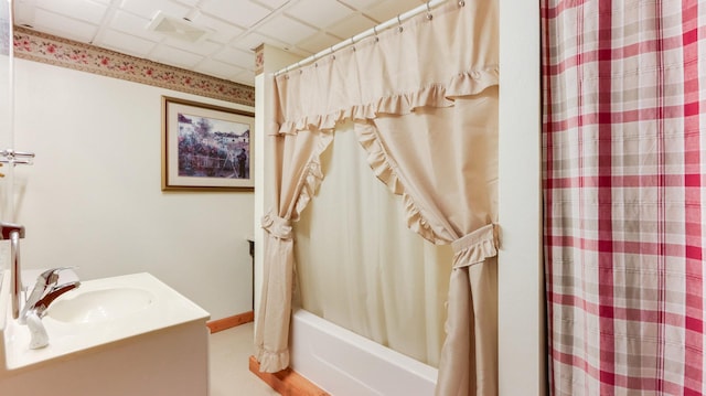 2104 US Highway 8, Stanley Twp, WI 54822 - full bathroom featuring vanity and shower / bath combination with curtain