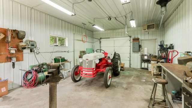 2104 US Highway 8, Stanley Twp, WI 54822 - garage featuring a heating unit and electric panel
