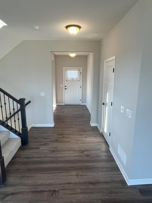 3790 Thrush St, Shakopee, MN 55379 - hallway with dark wood-style floors, stairway, and vaulted ceiling