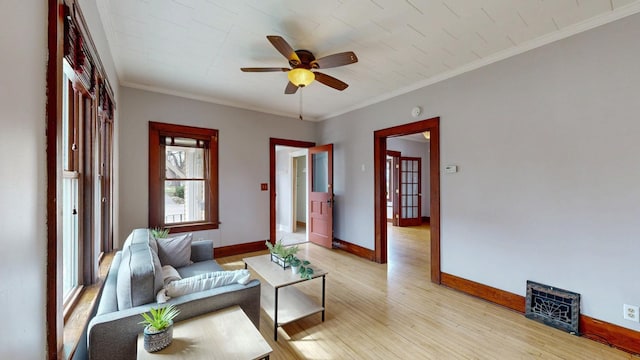 429 7th St NW, Rochester, MN 55901 - living area with ceiling fan, light wood-type flooring, and ornamental molding