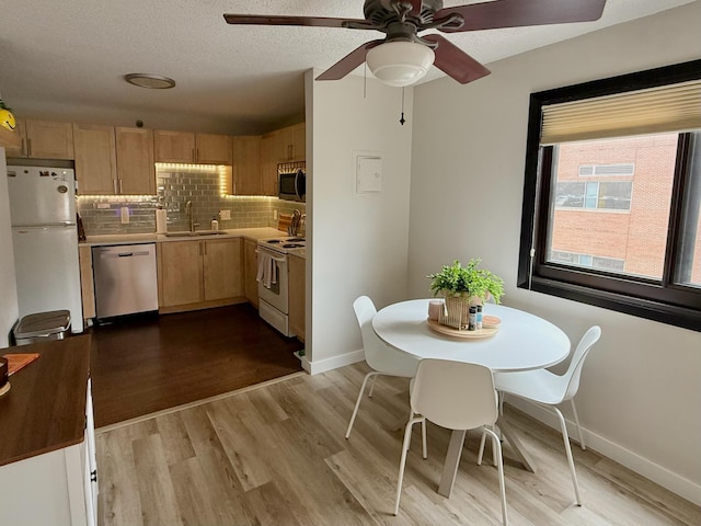 26 10th St W Unit 402, Saint Paul, MN 55102 - dining area featuring light wood-style flooring and a ceiling fan