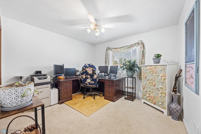 2575 Pacific Dr S Unit 301, Fargo, ND 58103 - office area featuring light colored carpet, ceiling fan, and a textured ceiling