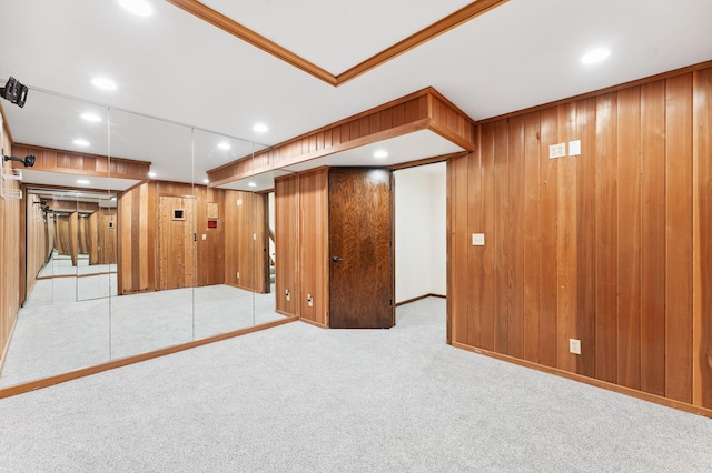 1775 Lexington Ave S Unit 26, Lilydale, MN 55118 - finished below grade area featuring carpet, wood walls, recessed lighting, and crown molding