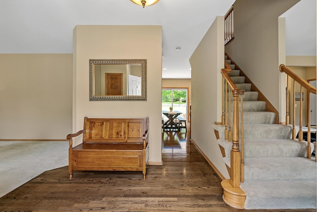 2227 Stone Creek Ln E, Chanhassen, MN 55317 - entryway featuring stairway and dark wood finished floors