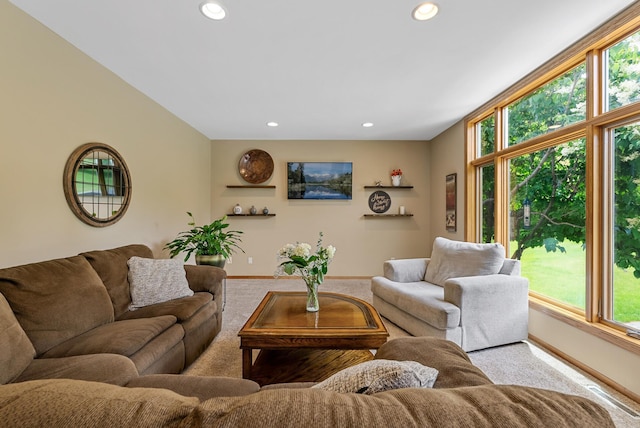 2227 Stone Creek Ln E, Chanhassen, MN 55317 - living room with carpet flooring, plenty of natural light, and recessed lighting