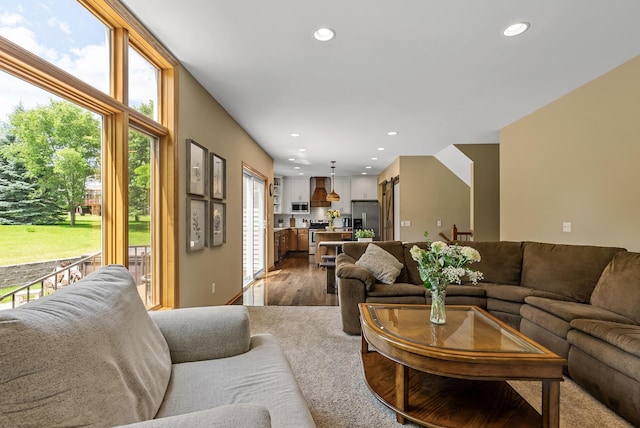 2227 Stone Creek Ln E, Chanhassen, MN 55317 - living room featuring recessed lighting and wood finished floors
