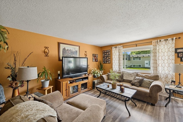 3950 Upper 75th St E, Inver Grove Heights, MN 55076 - living area with a textured ceiling and wood finished floors