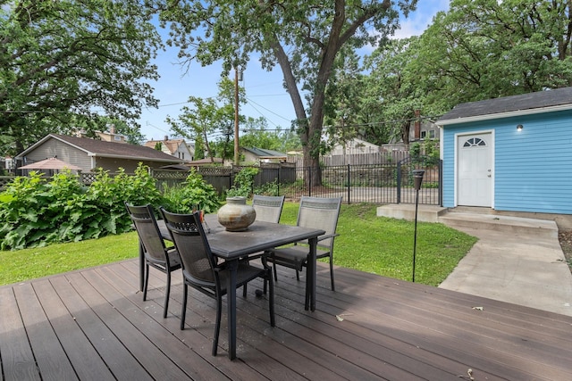 981 Bayless Ave, Saint Paul, MN 55114 - wooden deck featuring outdoor dining space