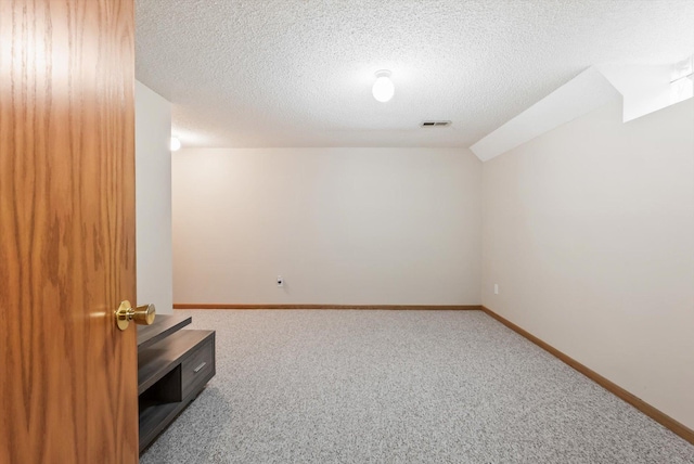 7795 Van Buren St NE, Spring Lake Park, MN 55432 - spare room with carpet flooring, a textured ceiling, and lofted ceiling