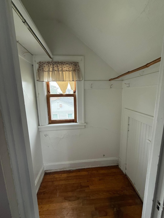 1678 Minnehaha Ave E, Saint Paul, MN 55106 - walk in closet featuring wood finished floors and vaulted ceiling