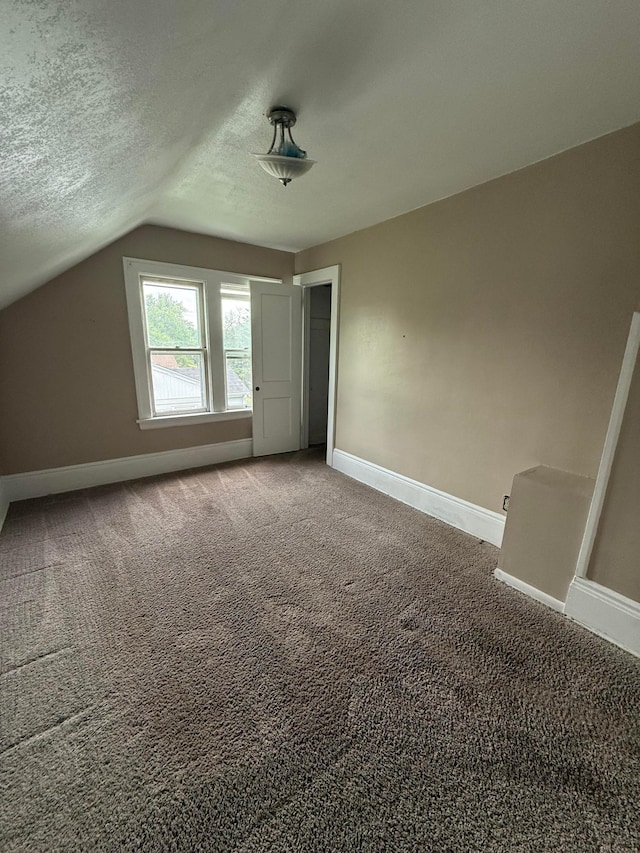 1678 Minnehaha Ave E, Saint Paul, MN 55106 - additional living space featuring lofted ceiling, a textured ceiling, and carpet floors