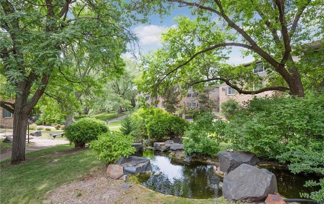 10311 Cedar Lake Rd Unit 210, Minnetonka, MN 55305 - view of yard featuring a garden pond
