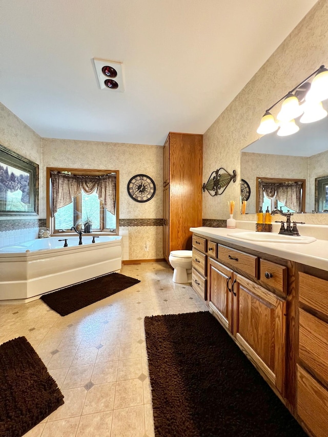 4095 125th St SE, Granite Falls, MN 56241 - full bath featuring vanity, a garden tub, and tile patterned flooring