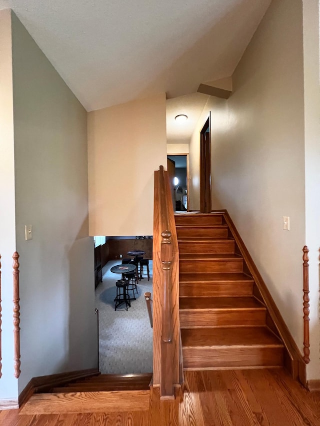 4095 125th St SE, Granite Falls, MN 56241 - stairway featuring wood finished floors