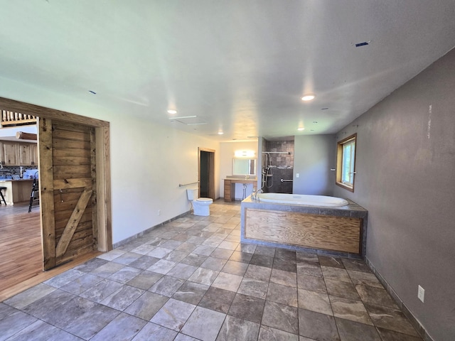45356 140th St, Swan Lake Twp, MN 56235 - living room with baseboards and stone finish floors