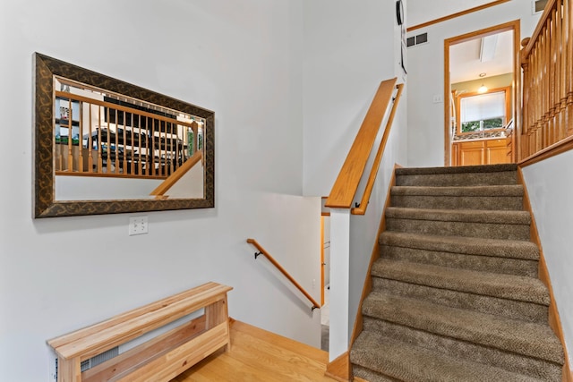 3902 Strathmore Ln SE, Rochester, MN 55904 - staircase featuring wood finished floors