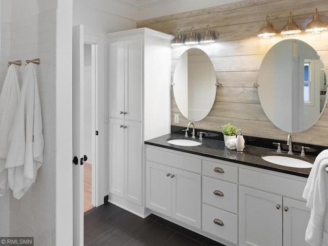3201 Xenwood Ave S, Saint Louis Park, MN 55416 - full bathroom with double vanity and tile patterned flooring