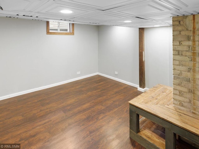 3201 Xenwood Ave S, Saint Louis Park, MN 55416 - below grade area featuring dark wood-style flooring and recessed lighting