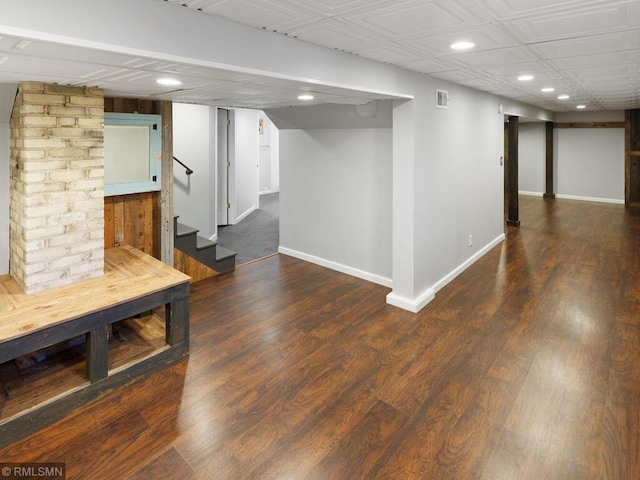 3201 Xenwood Ave S, Saint Louis Park, MN 55416 - finished basement with recessed lighting, wood finished floors, and stairway