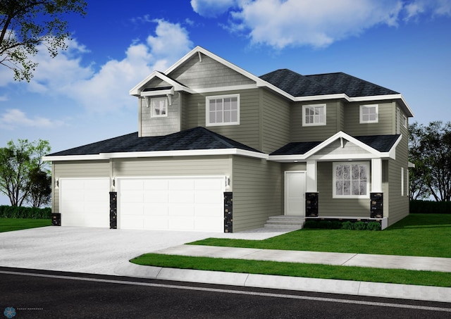419 Reese Way, Mapleton, ND 58059 - craftsman inspired home with concrete driveway, a front lawn, an attached garage, roof with shingles, and stone siding
