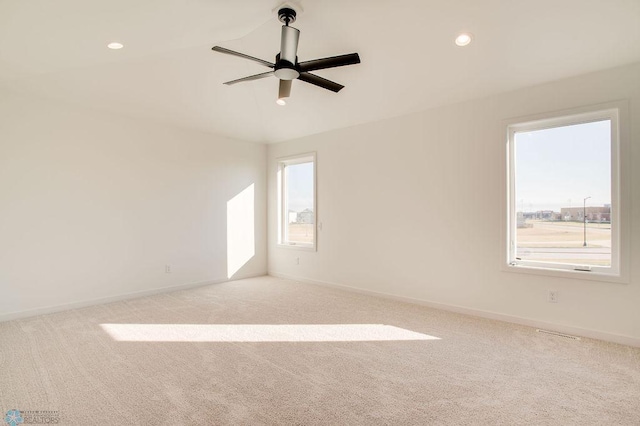 419 Reese Way, Mapleton, ND 58059 - carpeted empty room with recessed lighting, ceiling fan, and vaulted ceiling