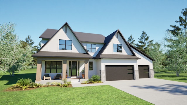 762 Ensconced Way, Chaska, MN 55318 - modern farmhouse with driveway, a front lawn, and an attached garage