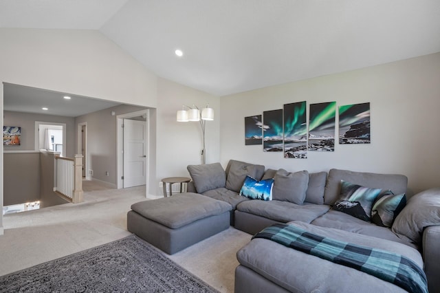 15560 110th Ave N, Dayton, MN 55369 - carpeted living area featuring vaulted ceiling and recessed lighting