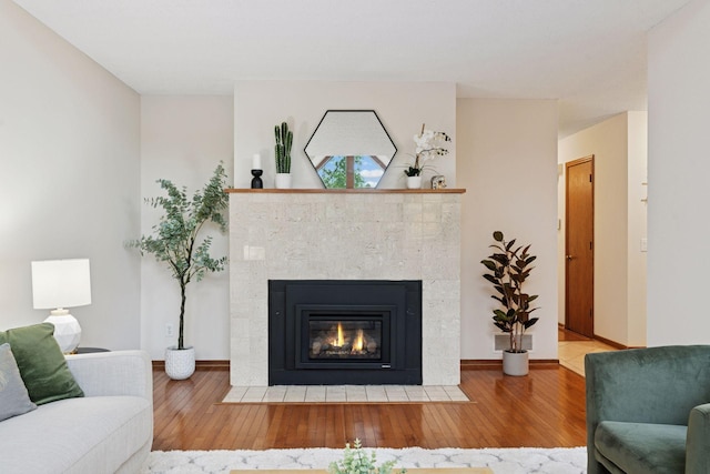 729 Summit Ave, Saint Paul, MN 55105 - living area featuring hardwood / wood-style flooring and a tile fireplace
