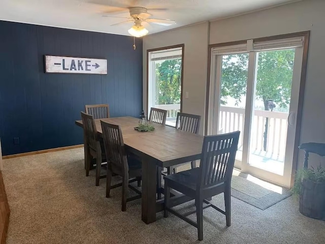 5960 165th St NE, Atwater, MN 56209 - carpeted dining area featuring ceiling fan