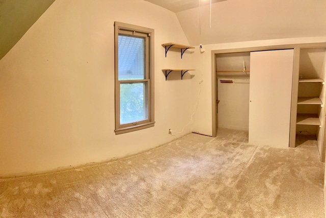 410 10th St SW, Willmar, MN 56201 - unfurnished bedroom with carpet floors, vaulted ceiling, and a closet