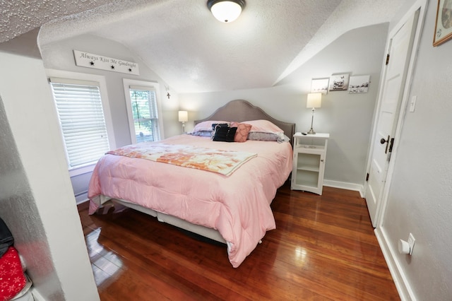938 38th Ave N, Saint Cloud, MN 56303 - bedroom with lofted ceiling, a textured ceiling, and wood-type flooring