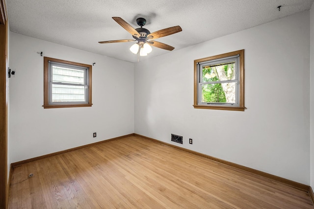 6121 Trinity Dr NE, Fridley, MN 55432 - empty room featuring plenty of natural light, light wood finished floors, ceiling fan, and a textured ceiling