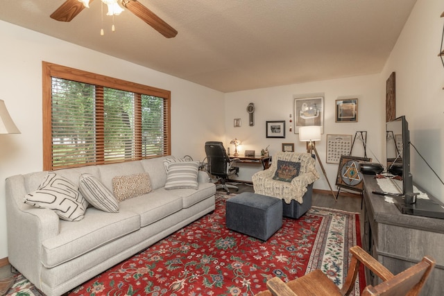 1163 Edgcumbe Rd Unit 1163, Saint Paul, MN 55105 - living room with ceiling fan, wood finished floors, and a desk