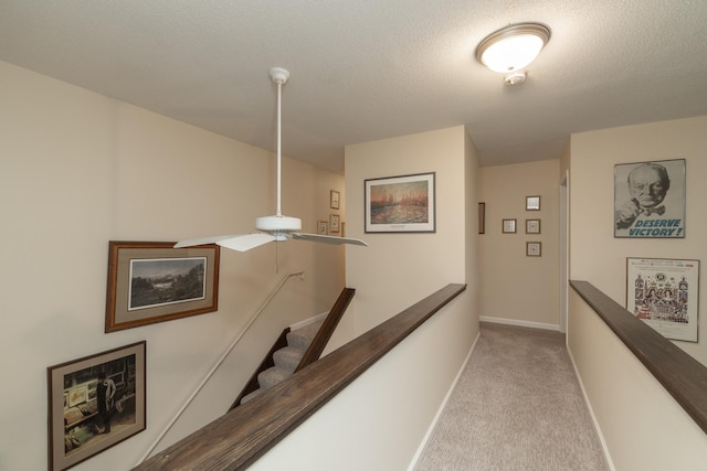 1163 Edgcumbe Rd Unit 1163, Saint Paul, MN 55105 - hall with carpet floors, an upstairs landing, and a textured ceiling