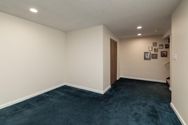 1163 Edgcumbe Rd Unit 1163, Saint Paul, MN 55105 - spare room featuring recessed lighting, dark colored carpet, a textured ceiling, stairway, and a smoke detector