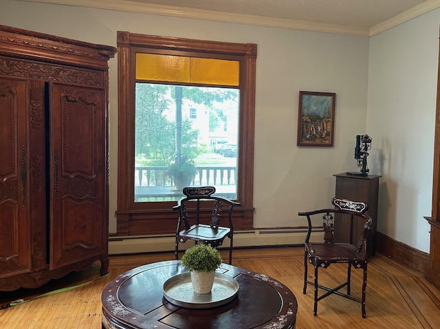 3128 Portland Ave, Minneapolis, MN 55407 - sitting room with light wood-style flooring, plenty of natural light, and ornamental molding