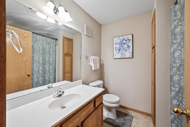 20060 Heritage Dr, Lakeville, MN 55044 - full bathroom with vanity, a shower with shower curtain, a textured ceiling, and tile patterned flooring