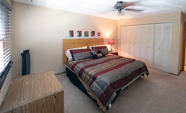 2720 Dale St N Unit C206, Roseville, MN 55113 - bedroom with light carpet, ceiling fan, and a closet