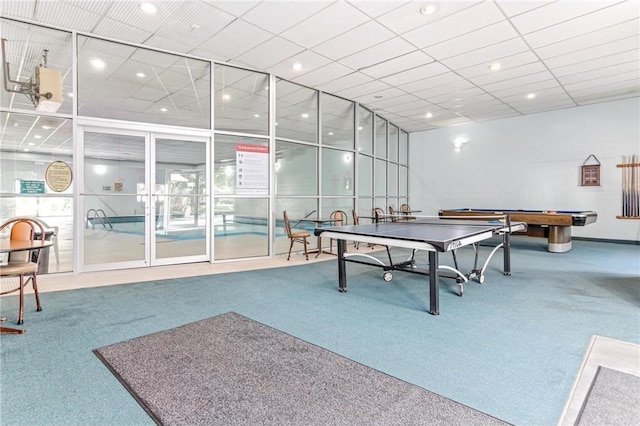 2720 Dale St N Unit C206, Roseville, MN 55113 - recreation room featuring carpet flooring and recessed lighting