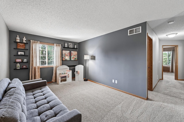14220 Avalon Path Unit 1102, Rosemount, MN 55068 - living area with a textured ceiling, carpet floors, and plenty of natural light