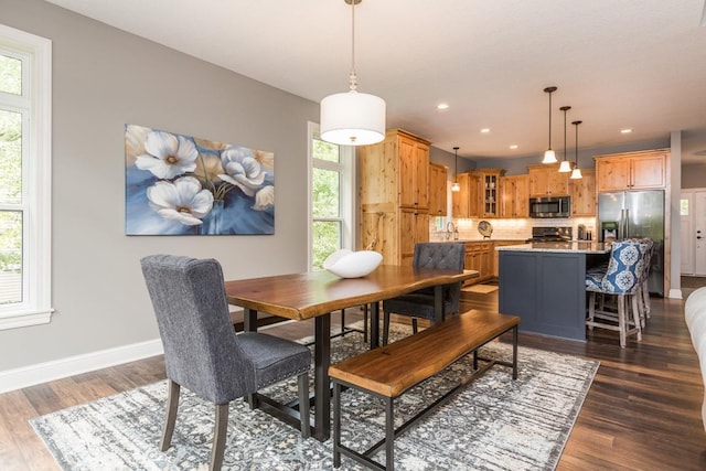 29680 Hidden Forest Blvd, Chisago City, MN 55013 - dining room featuring dark wood-style floors and recessed lighting