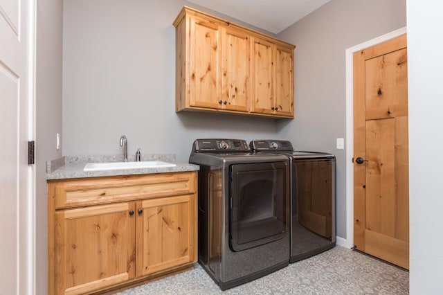 29680 Hidden Forest Blvd, Chisago City, MN 55013 - washroom featuring independent washer and dryer, cabinet space, and light flooring