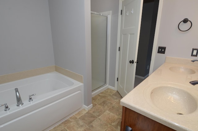 8397 Norwood Ln N, Maple Grove, MN 55311 - full bathroom featuring a shower stall, a bath, and double vanity