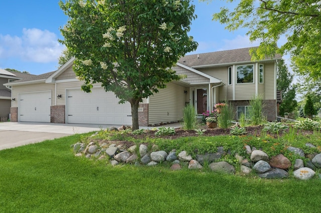 409 Birch Ave NW, Saint Michael, MN 55376 - view of front facade with brick siding, a garage, a front yard, concrete driveway, and roof with shingles