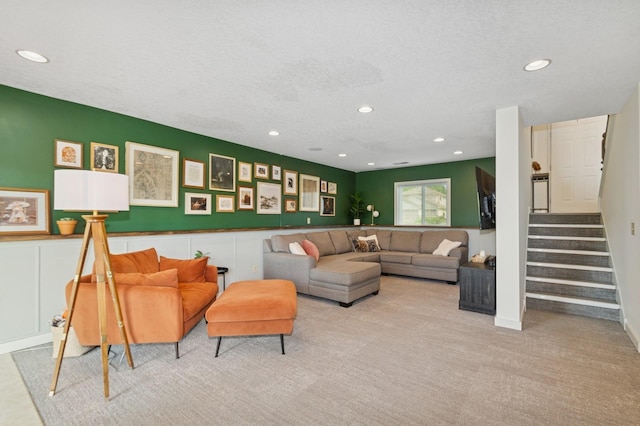 409 Birch Ave NW, Saint Michael, MN 55376 - living room with carpet floors, stairway, and recessed lighting