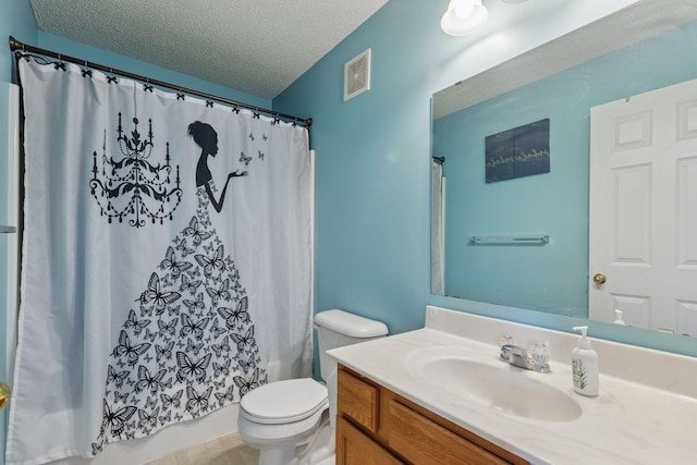 7308 Unity Ln N, Brooklyn Park, MN 55443 - full bathroom with vanity, a textured ceiling, and shower / bath combo with shower curtain