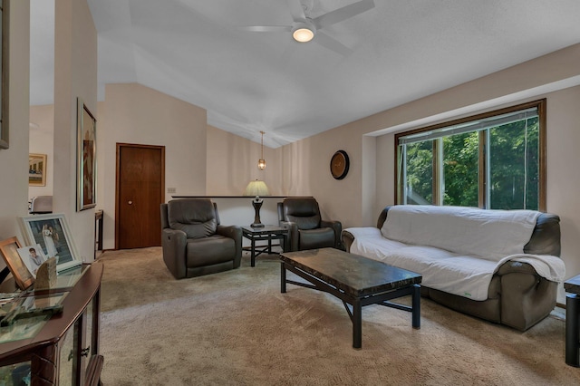 104 9th Ave N, Sartell, MN 56377 - carpeted living room featuring a ceiling fan and high vaulted ceiling