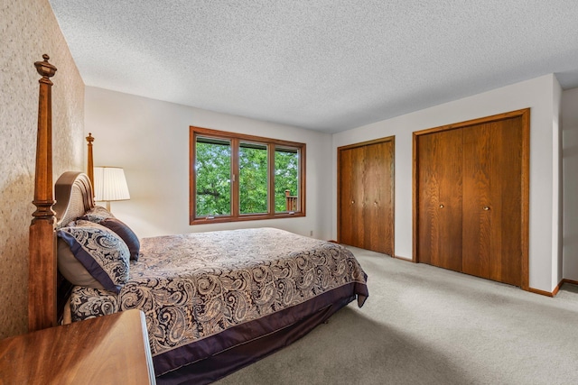 1267 Nursery Hill Ln, Arden Hills, MN 55112 - bedroom with multiple closets, carpet floors, and a textured ceiling
