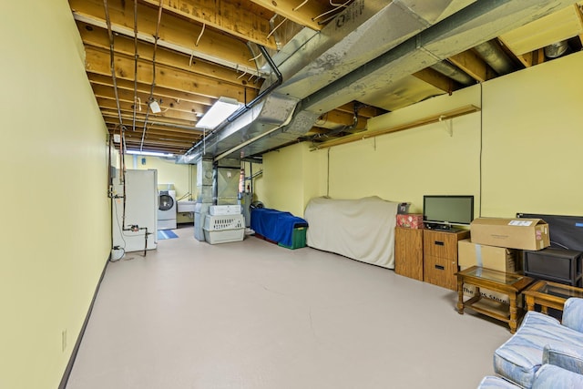 1267 Nursery Hill Ln, Arden Hills, MN 55112 - unfinished basement with washer / dryer and heating unit